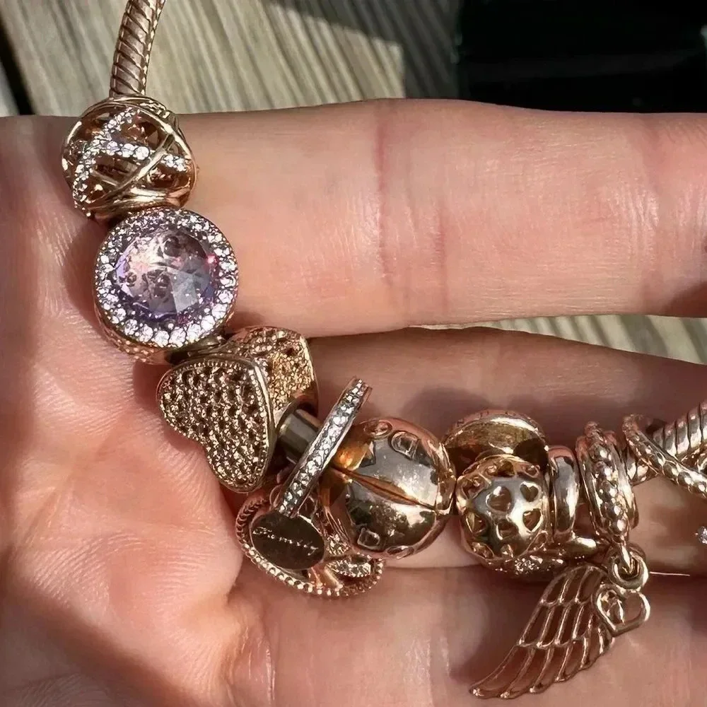 Pandora Limited edition Rose Gold bracelet set 10 charms,Very Rare to find